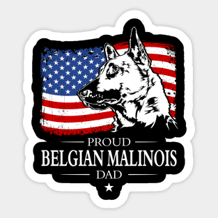 Proud Belgian Malinois Dad American Flag patriotic gift dog Sticker